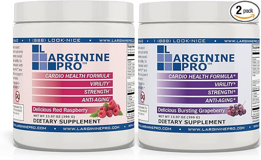 L-ARGININE PRO | 5,500mg L-Arginine Plus L-Citrulline 1,100mg Raspberry & Grape Powder Drink Mix Supplement for Increased Nitric Oxide Production