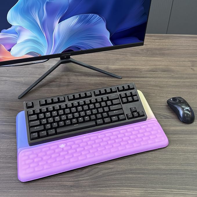 Computer Keyboard Stand with Wrist Rest, Ergonomic Tilted Keyboard Holder - Keyboard Riser with Wrist Pad - Keyboard Tray Support for Office Home - Starry Pink