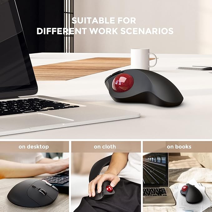 ECHTPower Trackball Mouse, Easy Thumb Control Ball Mouse, Precision and Smooth Tracking, Wireless Mouse Support 3 Device Connection(2.4G or BT), Rollerball Mouse for PC/Laptop/Mac/Windows
