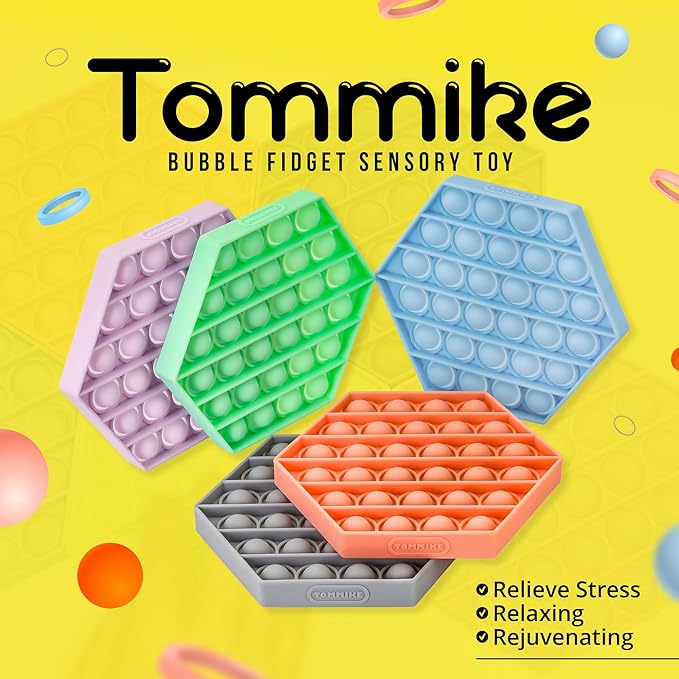 TOMMIKE Hexagon Push Pop Fidget Toy Bubble Sensory for Anxiety & Stress Relief Special Needs Autism Learning Office School Game Crafts Kids Adults (Burnt Coral)