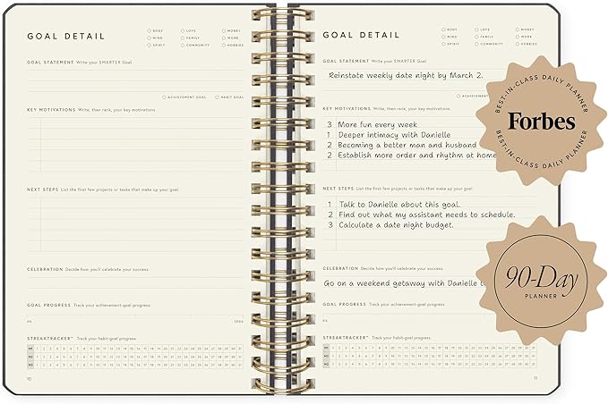 Full Focus Leather Coil Planner by Michael Hyatt - The #1 Daily Planner to Set Annual Goals, Increase Focus, Eliminate Overwhelm, and Achieve Your Biggest Goals - Hardcover (Gray)