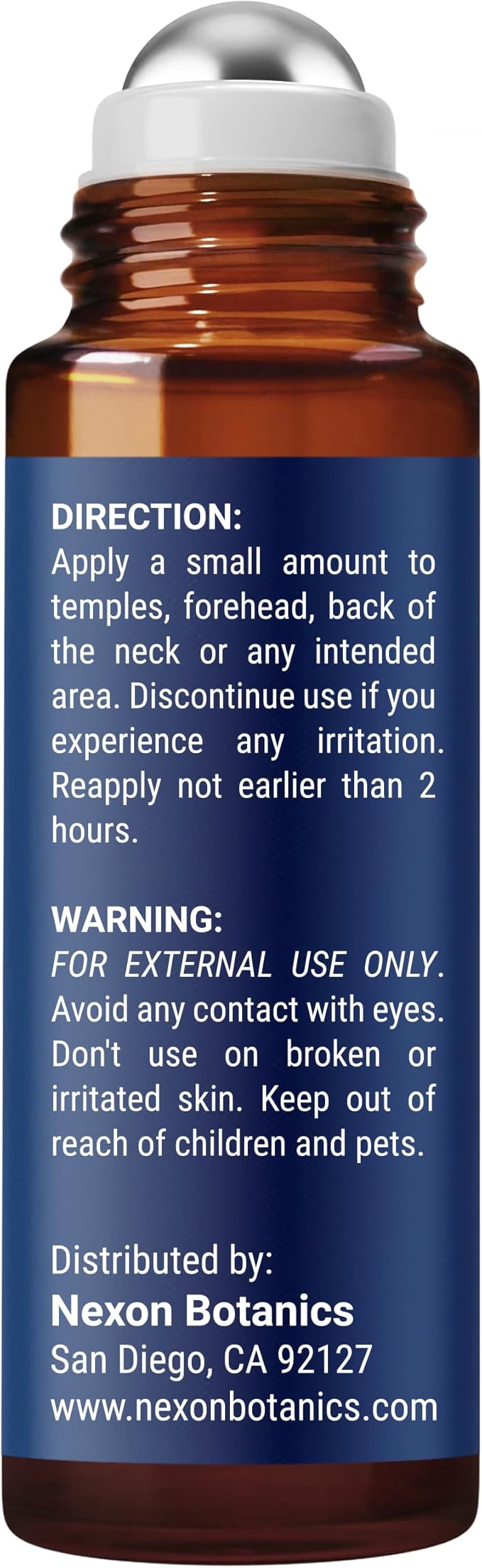 Head Calm Essential Oil Roll-On 10 ml - Soothing Migraine Roller Ball for Headache Relief - Pure Natural Essential Oils - Nexon Botanics