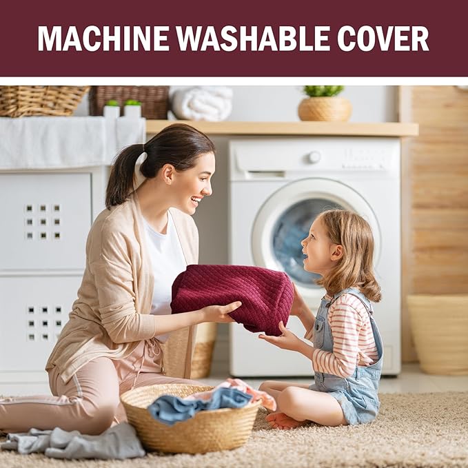 HOMBYS Lumbar Support Pillow for Recliner Chair, Memory Foam Back Support Cushion for Elderly,Extra Large Lumbar Support Pillow,Thick Backrest for Home Reading (Wine Red, 20“x13.5"x5")