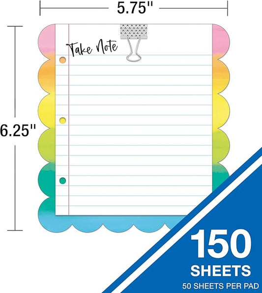 Carson Dellosa Creatively Inspired Notepad 3-Pack, Rainbow Note Pads for Goals, To Do List, Checklist, Notes, and Classroom Organization Stationary, Desk Accessories and Office Supplies