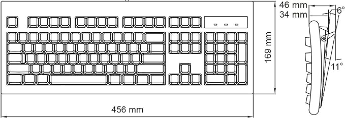Perixx Periboard-106, Wired Performance Full Size Keyboard, Curve Ergonomic Keys, Black, US English Layout (11204)