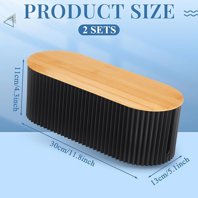 Marsui 2 Pcs Cable Management Box Cord Hider Box Cord Organizer with 46 Pcs Cable Management Kit Wire Box for Power Strips Surge Protectors Desk TV Computer Wires Home Office（Black）