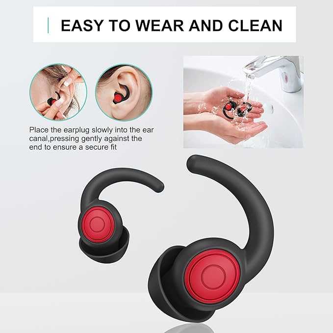 Ear Plugs for Sleeping, Noise Reduction Reusable Earplugs for Sleep, Hearing Protection Soft Comfy Silicone Ear Plugs for Concerts, Focus, Travel, Work, 33dB Noise Cancelling (BLACKGREY5)