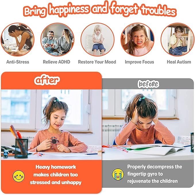 12 Pack Funny Sensory Fidget Toys,Deformable Chain DIY Robot Spinners Fingertip Stress Relief Gyro Toy Birthday Gifts Christmas Goodie Bag Stuffers Classroom Prizes Party Favors for Kids Adults