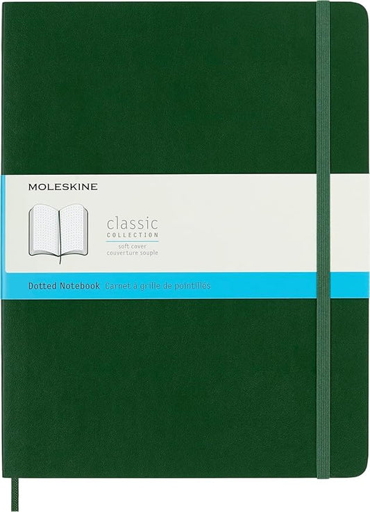 Moleskine Classic Notebook, Soft Cover, XL (7.5" x 9.5") Dotted, Myrtle Green, 192 Pages