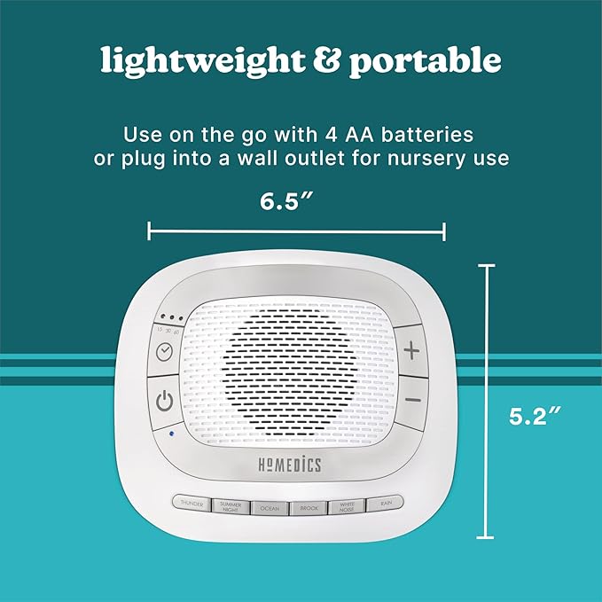 Homedics Rejuvenate White Noise Sound Machine. Travel Sound Machine for Sleep and Relaxing. Great for Travel, Nursery’s and Babies. 6 Relaxing Nature Sounds, Auto-Off Timer