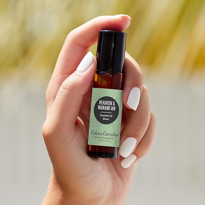 Edens Garden Headache & Migraine Aid Essential Oil Roll-On Blend- 100% Pure Premium Grade, Natural, Therapeutic, Aromatherapy, Kid & Skin Safe, The Best for Tension Pre-Diluted 10 ml (.33 fl oz)