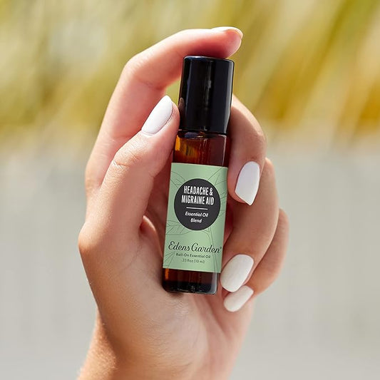 Edens Garden Headache & Migraine Aid Essential Oil Roll-On Blend- 100% Pure Premium Grade, Natural, Therapeutic, Aromatherapy, Kid & Skin Safe, The Best for Tension Pre-Diluted 10 ml (.33 fl oz)
