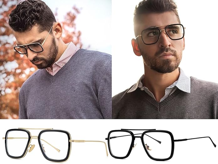 Tony Stark Style Blue Light Blocking Glasses for Men Women, Iron Man and Spider-Man Computer Gaming Glasses