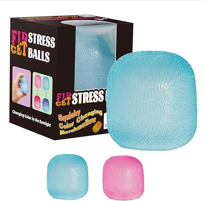 Fidget Toys Stress Balls for Kids & Adults - Changes Color in The Sun - Malt Sugar Squishy Fidget Toys - Slow Rise Gel Ball - Stretchy Squeeze Stress Relief Balls for Anxiety/Therapy/Classroom