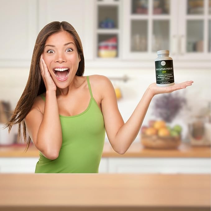 12-in-1 Natural Nootropic Brain Supplement for Memory and Focus, Nootropic for Men & Women, Brain Support Pill for Adults, Brain Vitamins - Focus 30 Day Supply