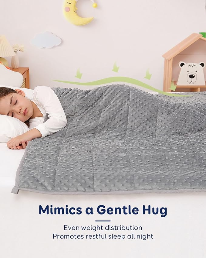 Kivik 3 lbs Weighted Blanket Kids, Cooling Soft Minky Dotted Heavy Blankets Throw for Better Relaxing & Sleeping, Machine Washable, 36x48 Inches, Grey