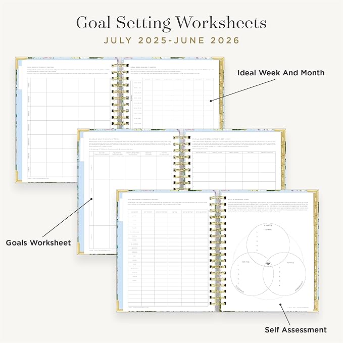 Day Designer 2025-2026 Daily Planner – Premium Planner for Stylish Organization. Combines Monthly Calendar, Hourly Schedule, To-Do List, Gratitude, Goal Setting, Inspirational Quotes, Stickers & More. Elegant laminated Cover with Gold Accents (Palmetto)