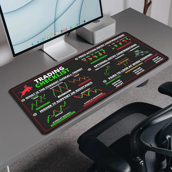 Stock Market Mouse Pad Desk Pad,Investing Guidance for Dummies Beginners,Finance Gifts for Day Trader Crypto Investor,Large Office Desk Mat for Keyboard and Mouse,Mouse Mat(27.5X11.8Inch)