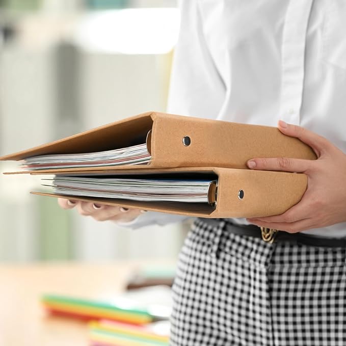 A5 Kraft Binder 6-Holds Round Ring Binder 2 Pack, Durable Binding Hard Cover Protector for Journal,Notebook,Inserted Sheets and Refill Paper,Fit for A5 6-Hole Paper,holds 200 Sheets Capacity (A5 Size)