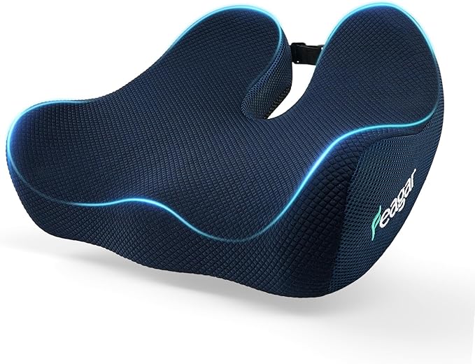 Feagar Seat Cushion - Office Chair Cushion for Hip, Sciatica & Tailbone Pain Relief - Memory Foam Pressure Relief Seat Cushion, Large Wrapped Design for Wheelchair, Car Seat & Long Sitting (Blue)