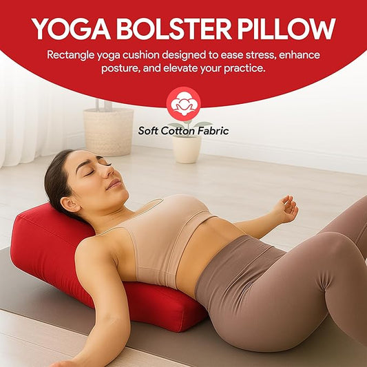 Yoga Bolster Pillow Rectangular Meditation Cushion Cotton