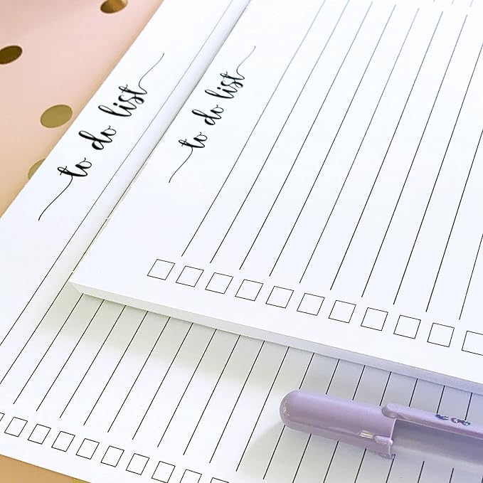 321Done To Do List Notepad - Pack of 2-50 Sheets (5.5" x 8.5") To-Do's Notepad Tear Off, Planning Memo Pad, Planner Checklist Organizing - Made in USA - Simple Script - College-Ruled