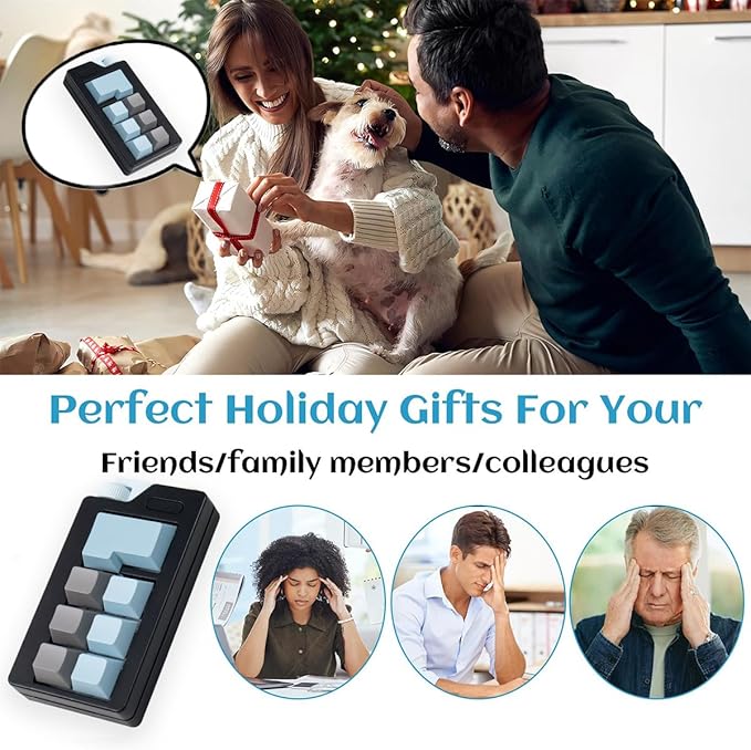 Keyboard Fidget Clicker Toy for Adults, Fidget Keyboards Sensory Fun Toys for Anxiety Decompression, Gift Christmas Ideal for Lover (Black Blue)