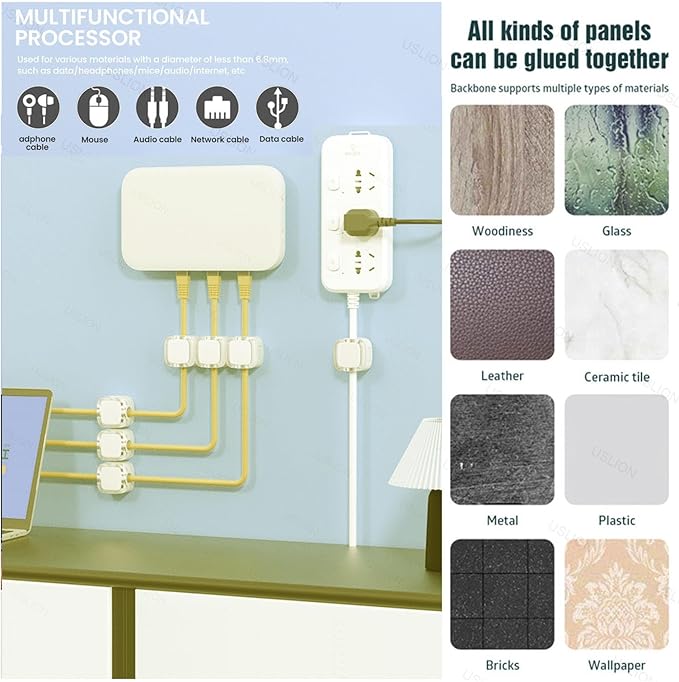 IFNOW 6 Pack Magnetic Cable Clips Cord Organizer White Self Adhesive Cord Holder Under Desk Cable Management for Home, Office, Car, Desk, Nightstand