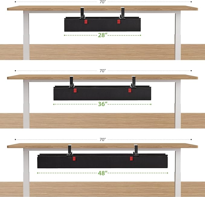 KEEGH No Drill Under Desk Cable Management Tray - 28" Cord Management Under Desk - Clamp/Screw Mount - Support Upto 70lbs - Fabric Wire Management - Gaming/PC Cable Tray Cord Hiders for Office/Home