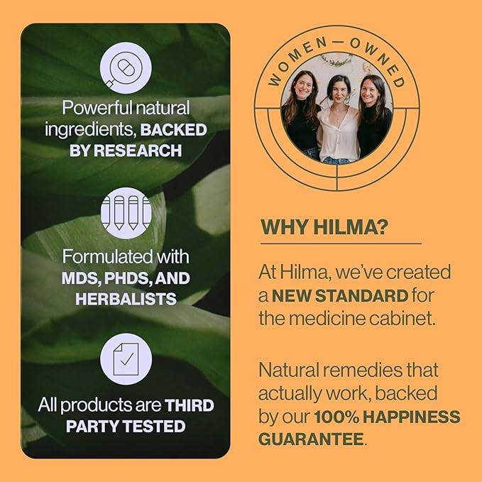 Hilma Sleep Aid Formulated with Magnesium & L-Theanine, Natural Sleep Aids for Adults to Help You Fall Asleep and Stay Asleep Melatonin-Free, Non-Drowsy Next Day Formula, 2 Pack w/ 100 Vegan Capsules