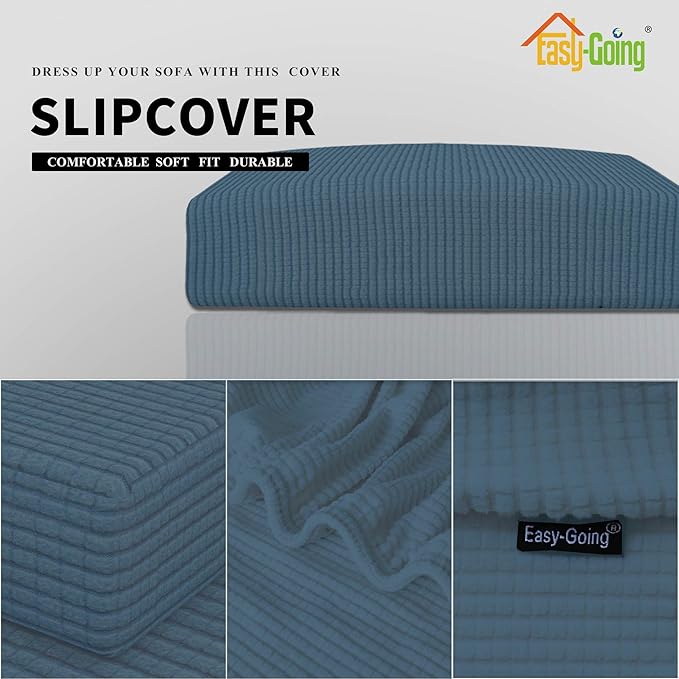 Easy-Going Stretch Cushion Cover Sofa Cushion Furniture Protector Sofa Seat Sofa Slipcover Sofa Cover Soft Flexibility with Elastic Bottom(Oversized Sofa Cushion, Bluestone)