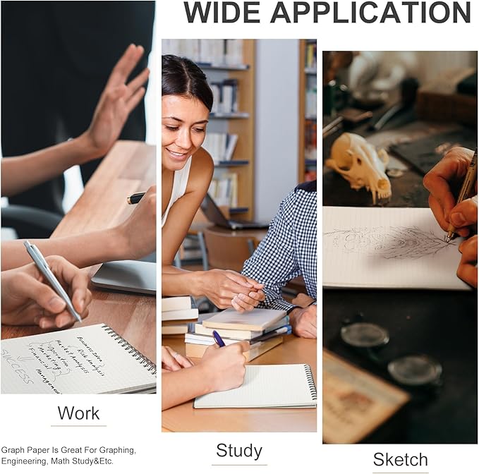 6 Pack Graph Paper Spiral Notepad A5 Top Wirebound Notepad Grid Notebook Steno Pads Memo Notebook Grid Paper 140 Pages for Writing Sketching Drawing Office Supplies (Dark Grey)