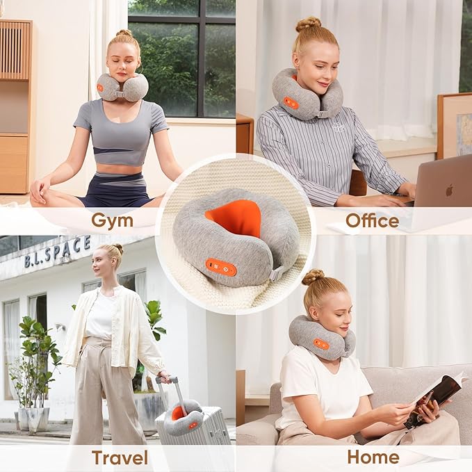 Howdy Shiatsu Neck Massager with Heat, 2-in-1 Portable Travel Cervical Support Pillow for Neck Relax, 2025 for Mom Dad Women Men
