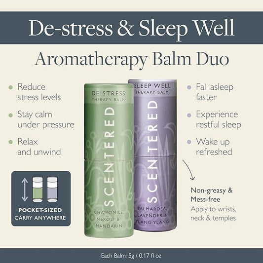 Scentered Sleep & Stress-Relief Aromatherapy Balm Gift Set – Essential Oil Roll On Balms for Relaxation & Rest – Sleep Well & De-Stress – Self-Care Reaxation Gift for Women