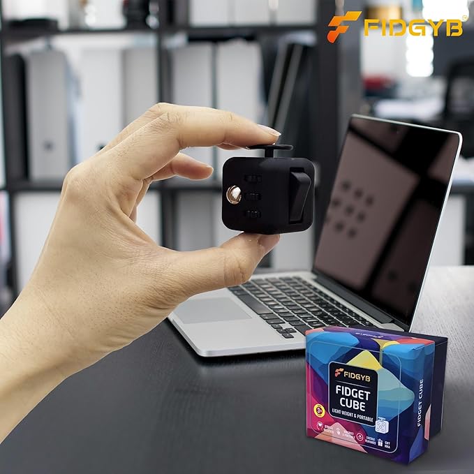 Cube Fidget Stress Relief Toy for Adults & Kids, Smooth, Quiet Sensory Toy for Anxiety, Focus & ADHD Idea[Black_Black]