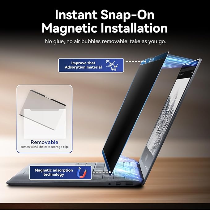 Magnetic Privacy Filter Compatible with 13.5 Inch Surface Laptop 5/4/3/2/1, Removable Anti-Glare Blue Light Laptop Privacy Screen Black Security Private