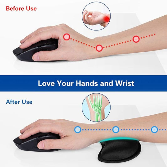 Mouse Wrist Rest, Canjoy 2 Pack Memory Foam Soft Fabric Mouse Wrist Rest Pad Support Cushion with Anti-Skid Rubber Base,Ergonomic Pain Relief Mouse Hand Rest (Black)
