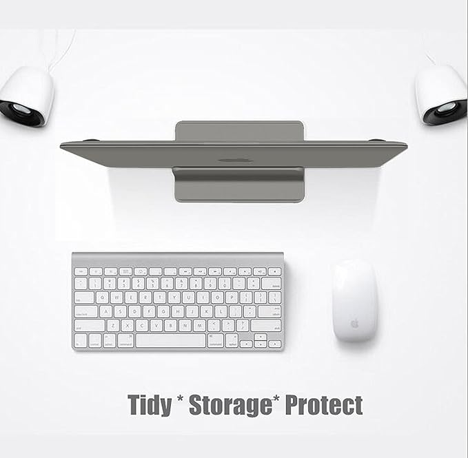 Vertical Laptop Stand for Desk [Adjustable] Sturdy Aluminum Dock Fits All Laptops (up to 20.3 inches) Space Saving, Modern Compact Holder, Compatible with MacBook Pro/Air, Surface, HP, Dell (Gray)