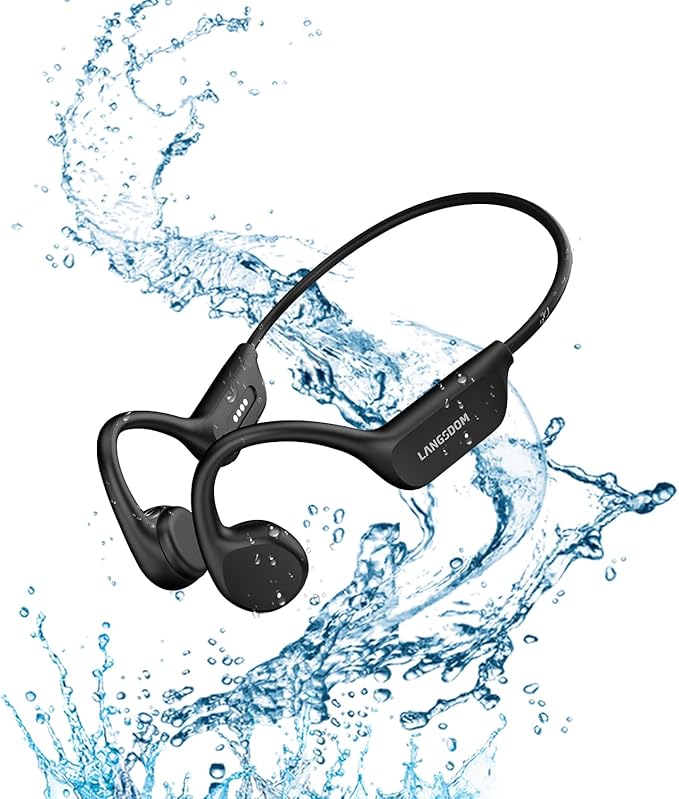 Bone Conduction Headphones IPX8 Swimming Waterproof Dustproof Sweatproof MP3 Player Headset Underwater Music Player 32GB Memory, Open-Ear Wireless Bluetooth 5.4 with Mic for Running, Cycling