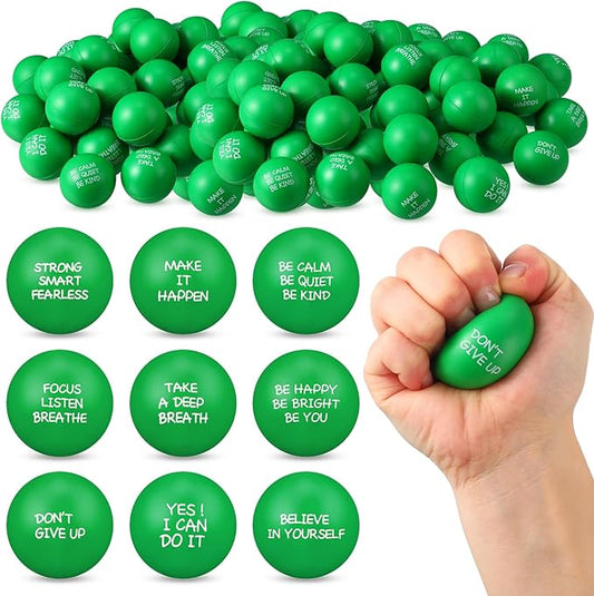 Shappy 72 Pcs Inspirational Stress Relief Balls Motivational Stress Ball Encouraging PU Bulk Stress Balls for Adults Small Therapy Fidget Relief Toys for Valentines Gifts Fidget Anxiety(Green)