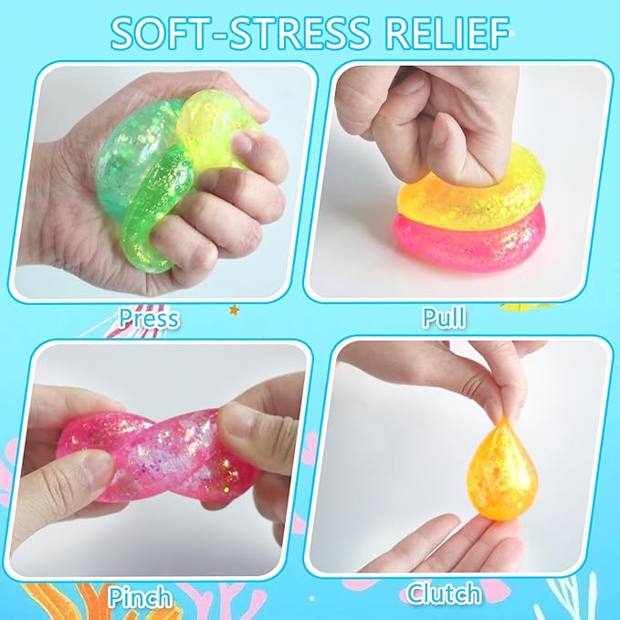 3pack Fidget Toys Squishy Drop Toys| Ice Squishy Drop Malt Sugar Balls| High Density Gel Filled Water Drop Sensory Squeeze Toy|Relief Stress Squeeze Toy Color May Vary (Pack of 3)