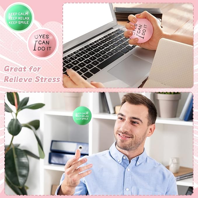 Wettarn 60 Pcs Motivational Stress Balls for Adults with Drawstring Bag 1.97" Inspirational Encouraging Anxiety Stress Relief Foam Ball with Quote Hand Exercise Squeeze Accessory(Pastel Colors)