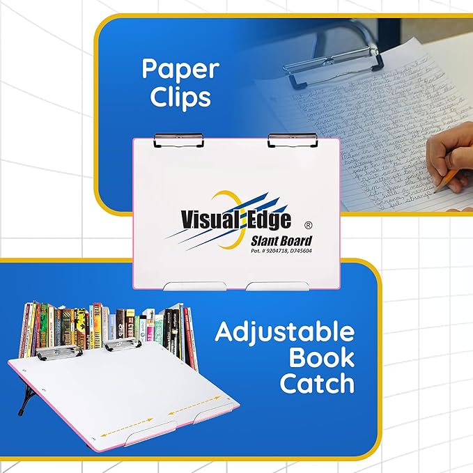 Slant Board for Writing - Adjustable Magnetic Whiteboard & 22° Angle Ergonomic Desk for Reading, Writing, & Drawing for Students, Teachers – Ideal for Posture, Study, & Orientation – Pink