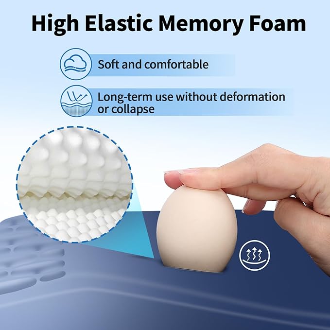 Ergonomic Mouse Pad with Wrist Rest Support, Mousepad with Comfortable Memory Foam Wrist Rest and Non-Slip PU Base for Pain Relief, Computer, Laptop, Office, Home (Gradient Blue)