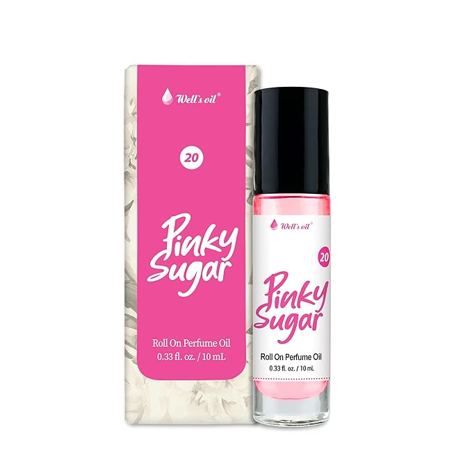 Well's Oil Roll-On Perfume Oil (Pinky Sugar) | Sweet Fruity Notes | Long-Lasting | Paraben-Free | 0.33 Fl Oz / 10 ml