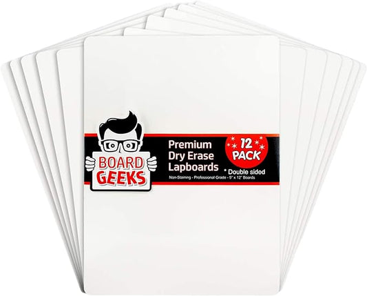 Bigtime 12 Pack 9x12 Classroom Whiteboards for Kids - Small Double-Sided White Board - White Boards Bulk Set, Classroom Essentials - Magnetic Dry Erase Boards for Students, Teacher