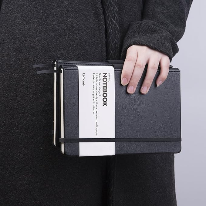 Ruled Notebook/Journal - Lined Journal for Writing, 5.75'' x 8.4'' Notebook Journal, 146 pages Faux Leather Notebook with Thick Paper, Waterproof Hardcover, Elastic Closure