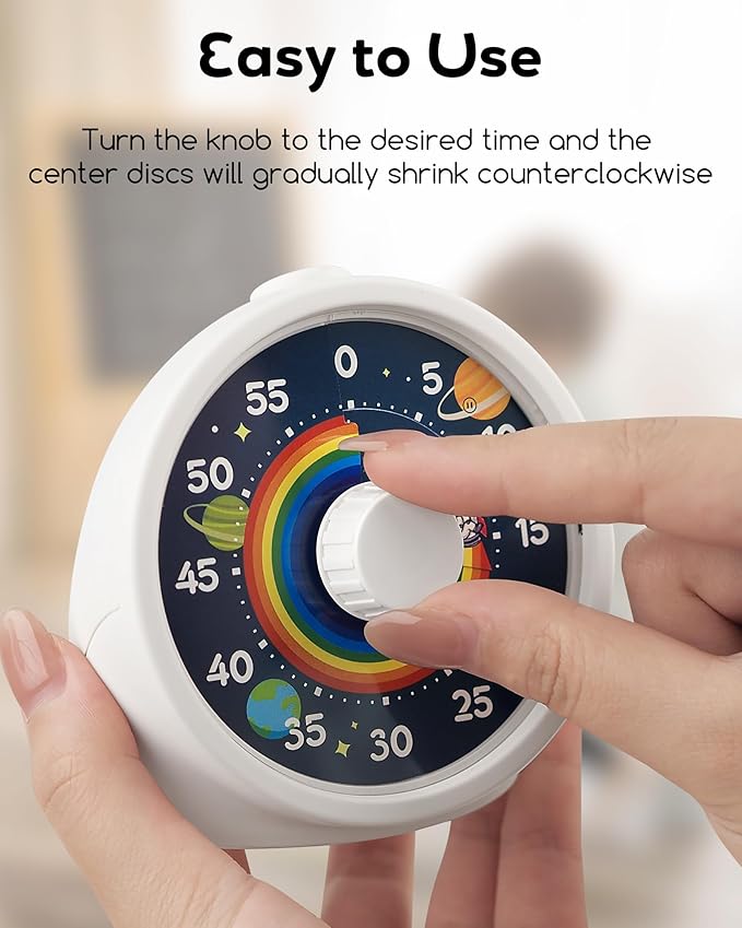 BellMan Visual Timer with Pause Button, 60 Minute Countdown Rainbow Timer for Kids and Adults with Silent Operation, Study and Meetings Time Management Tool, Design for Home, Office and Gift, Blue
