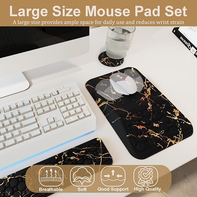 Ospelelf Black Keyboard Wrist Rest Ergonomic Mouse Pad with Wrist Rest, Wrist Rest for Computer Keyboard,