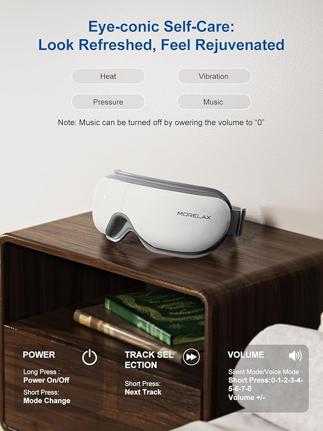 Eye Massager with Heat & Bluetooth Music, Birthday Gifts for Women, Reduce Eye Strain, Headache Relief and Improve Sleep, Eye Care Device for Migraine